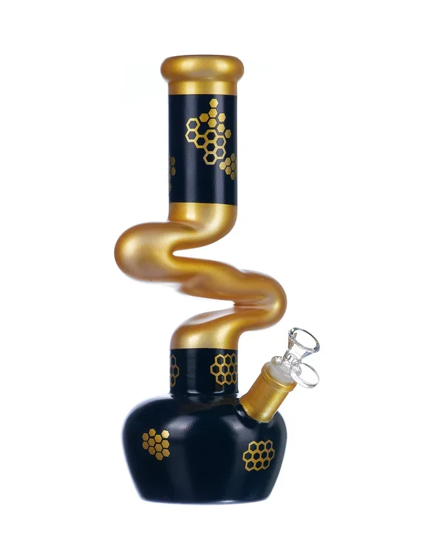 13” Gold Navy Zig Zag Bong