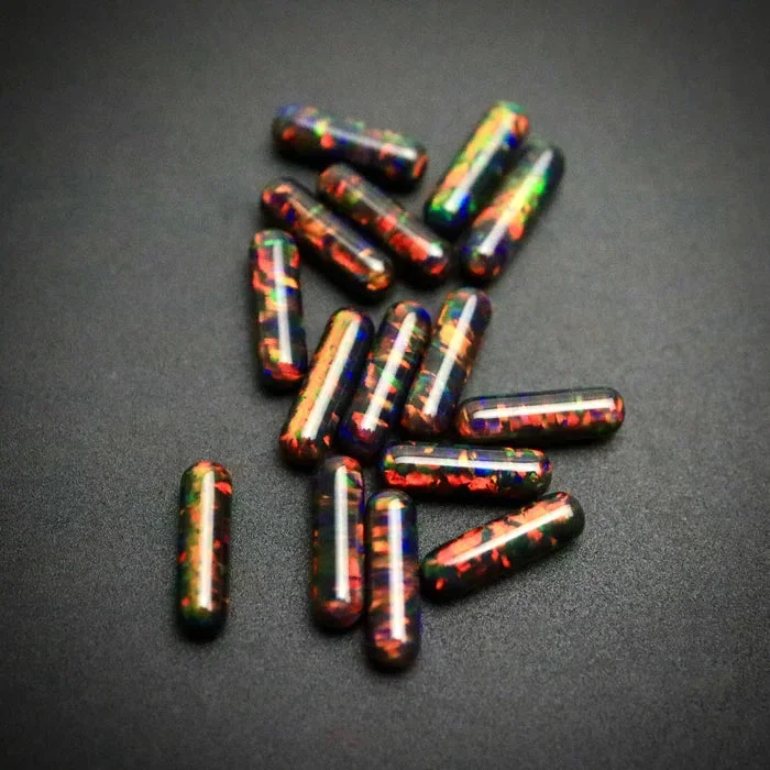 Black – Mini Opal Pillars (3X10mm) by Ruby Pearl Co.