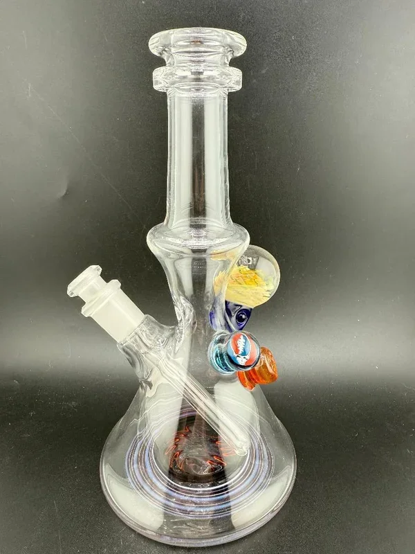 Brando Glass Mini Beaker – Uv Worked Bottom w/ Grateful Dead Millies 10mm 45°