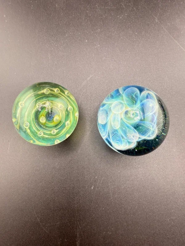 Danny W Glass Marble – 32mm Green Bubble Trap / Implosion