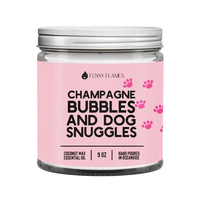 Funny Flames Candle – Champagne Bubbles and Dog Snuggles