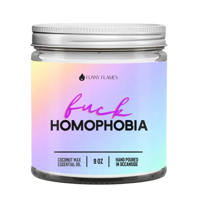 Funny Flames Candle – Fuck Homophobia
