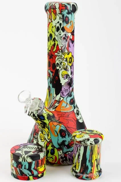 Genie 12″ S2-Graphic 9mm glass beaker bong gift set