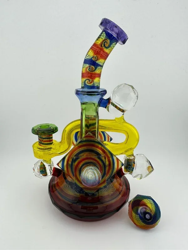 Jd Maplesden Glass X Cowboy Glass x Facet Mama Rainbow Faceted Wormhole 10mm