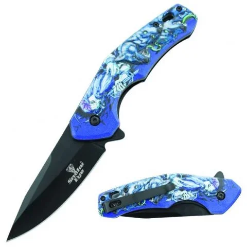 Snake Eye Tactical Spring Assist Knife – Blue Wolf