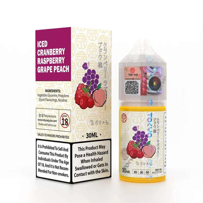 TOKYO SALTNIC CRANBERRY RASPBERRY GRAPE PEACH ICE 30ML