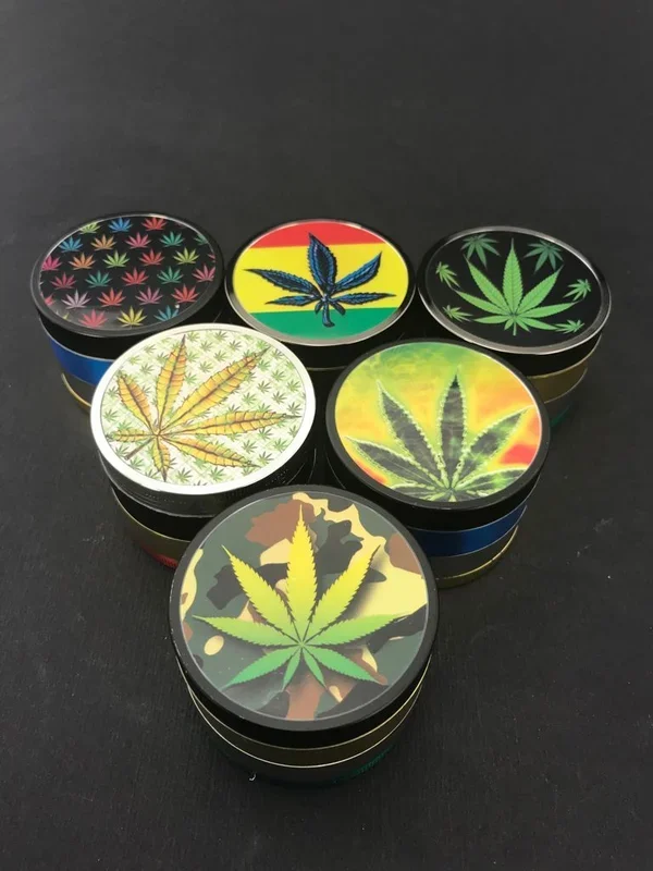 Weed Leaf Metal Herb Grinder Assorted 4pc